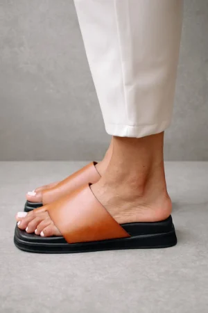 Hansen & Gretel Alohas Toe Ring Flop Slide Tan Discount