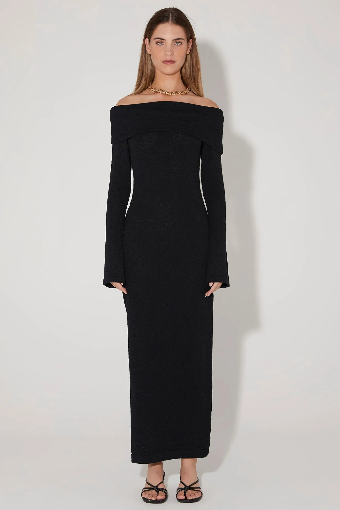 Hansen & Gretel Belair Knit Midi Dress Black Best Sale