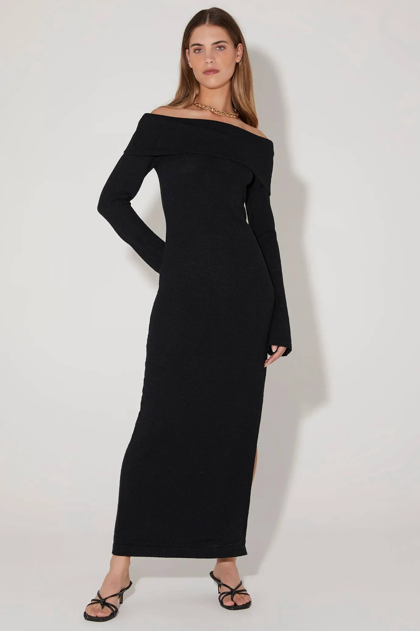 Hansen & Gretel Belair Knit Midi Dress Black Best Sale
