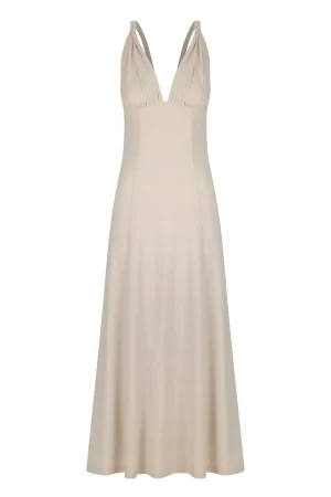 Hansen & Gretel Campari Jersey Midi Dress Ecru Flash Sale