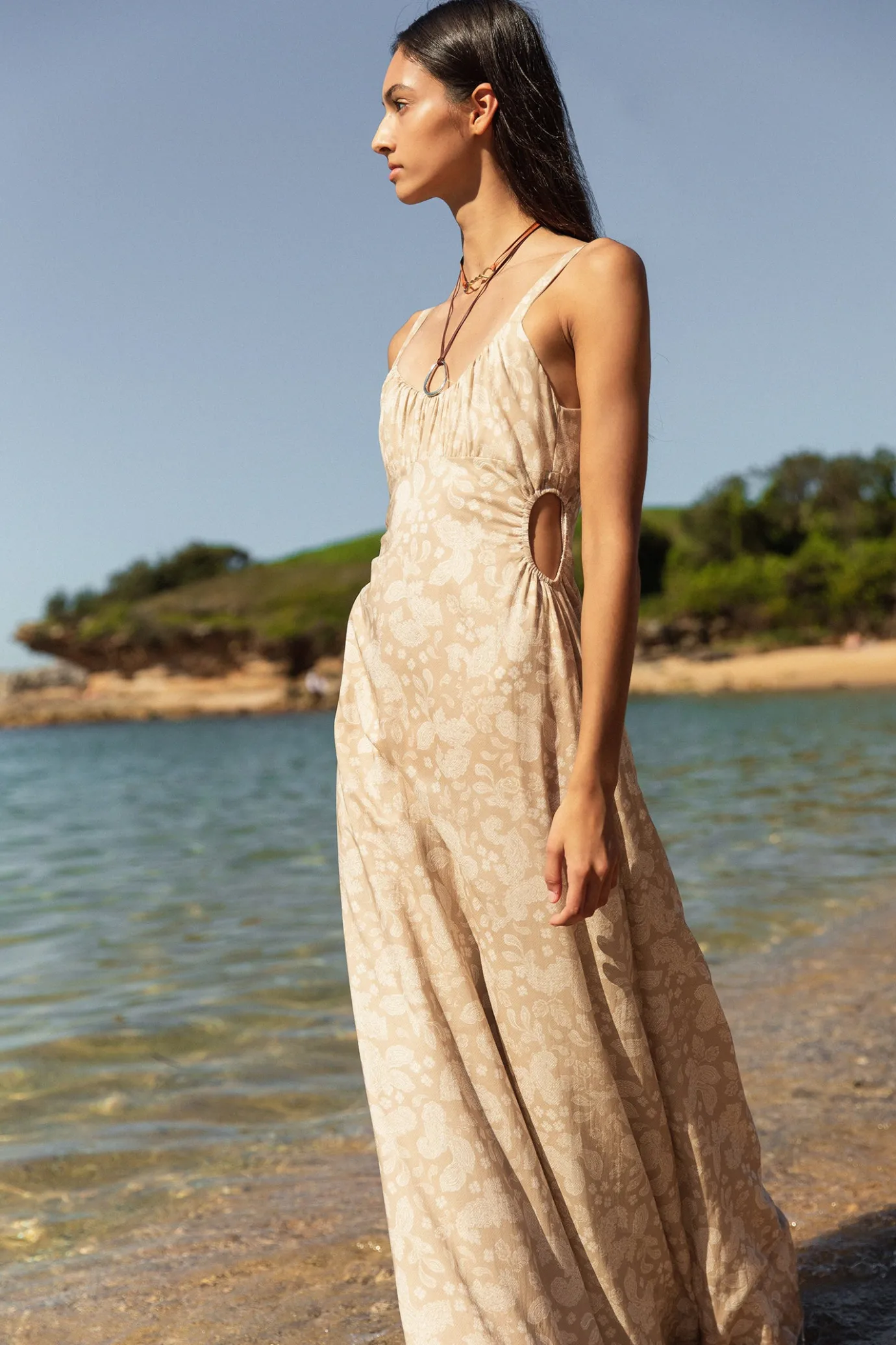 Hansen & Gretel Carlos Dress Tan Paisley Outlet