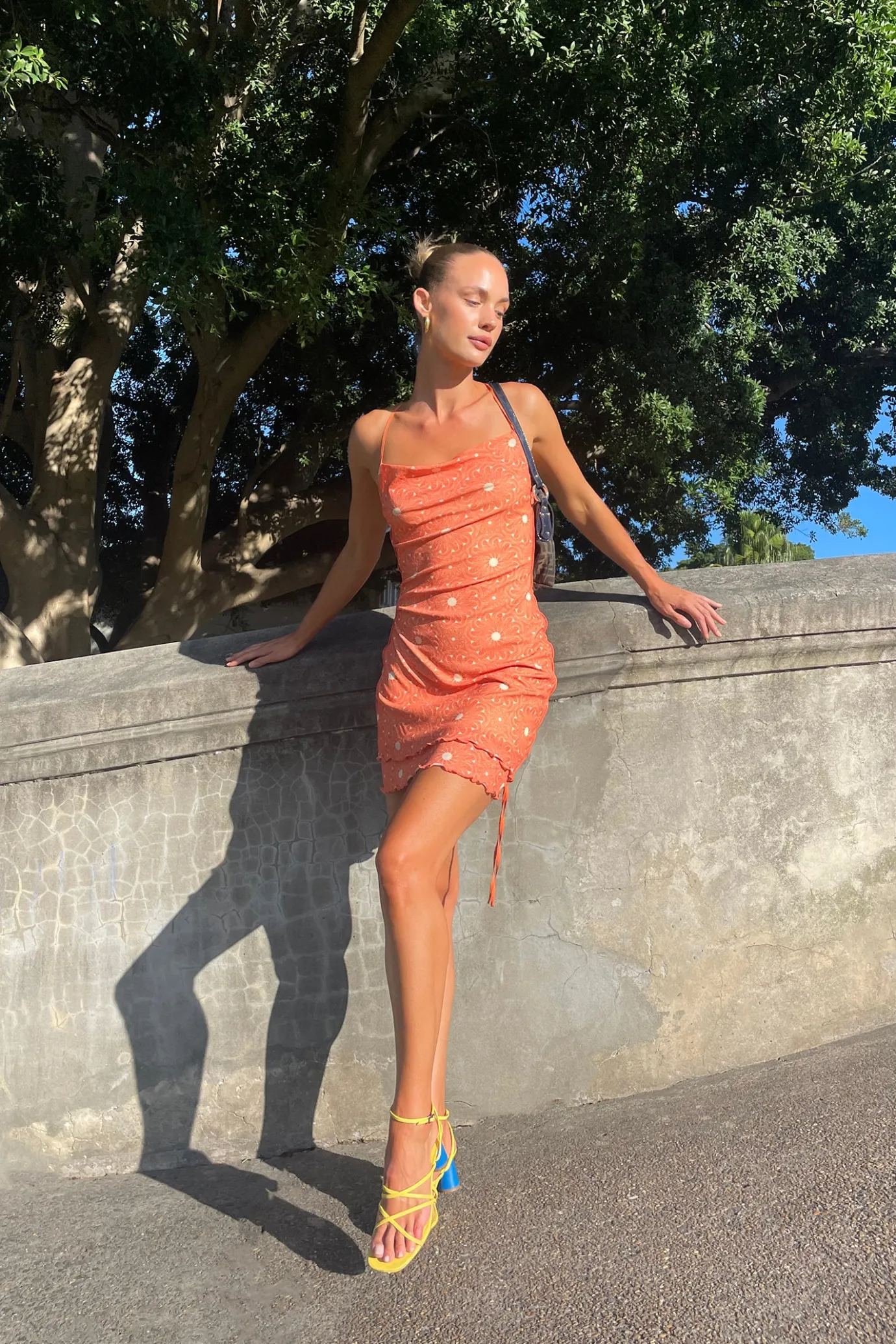 Hansen & Gretel Carrie Drawstring Mini Dress Sunburst New