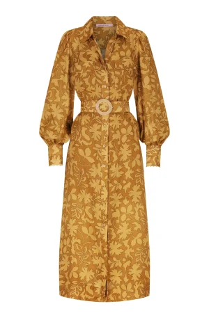 Hansen & Gretel Esme Shirt Dress Gold Leaf Hot