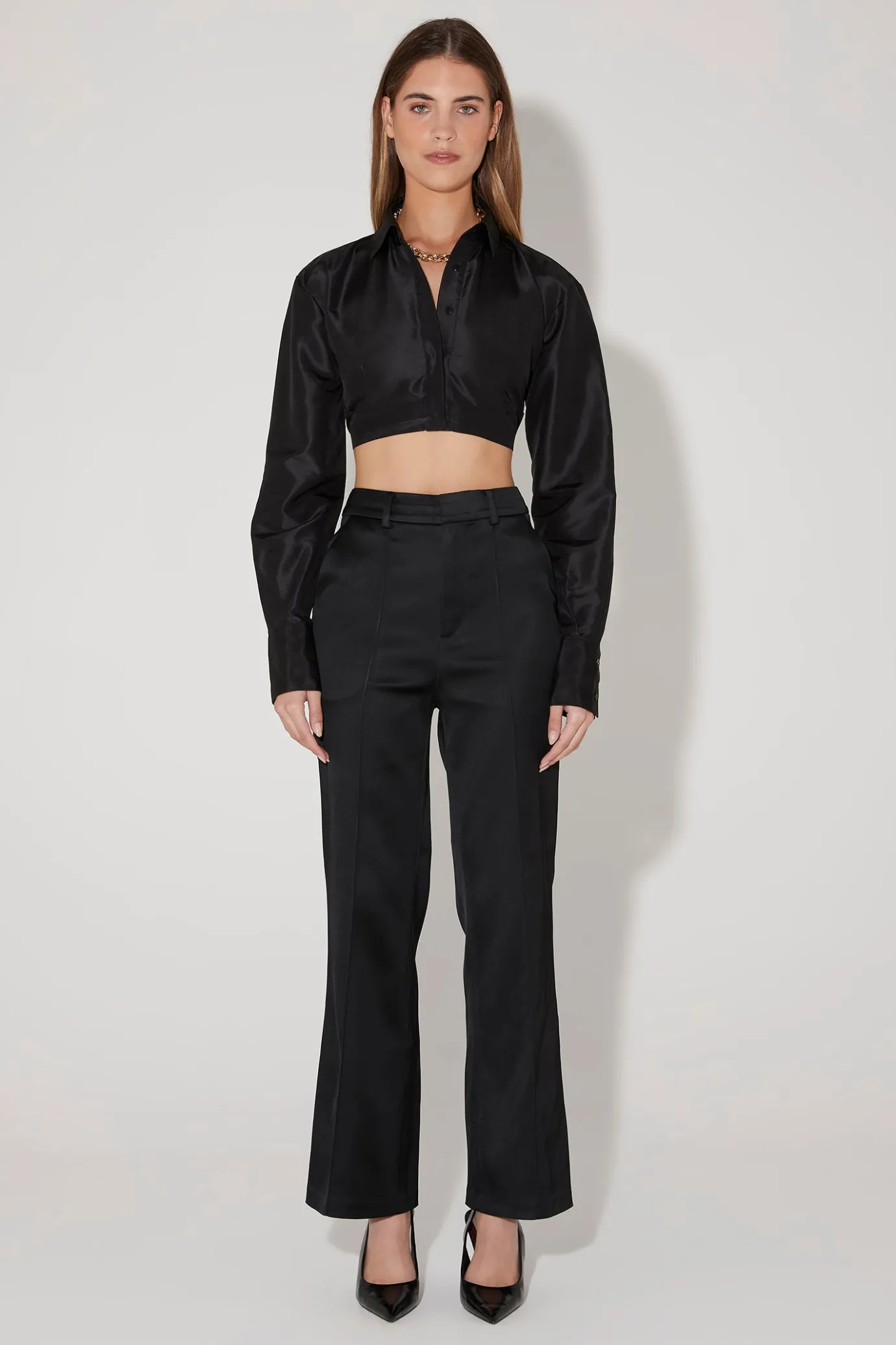 Hansen & Gretel Fabienne Cropped Shirt Black Store