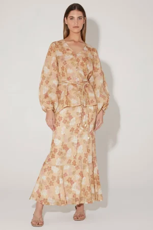 Hansen & Gretel Hillen Flared Midi Skirt Light Tropic Sale