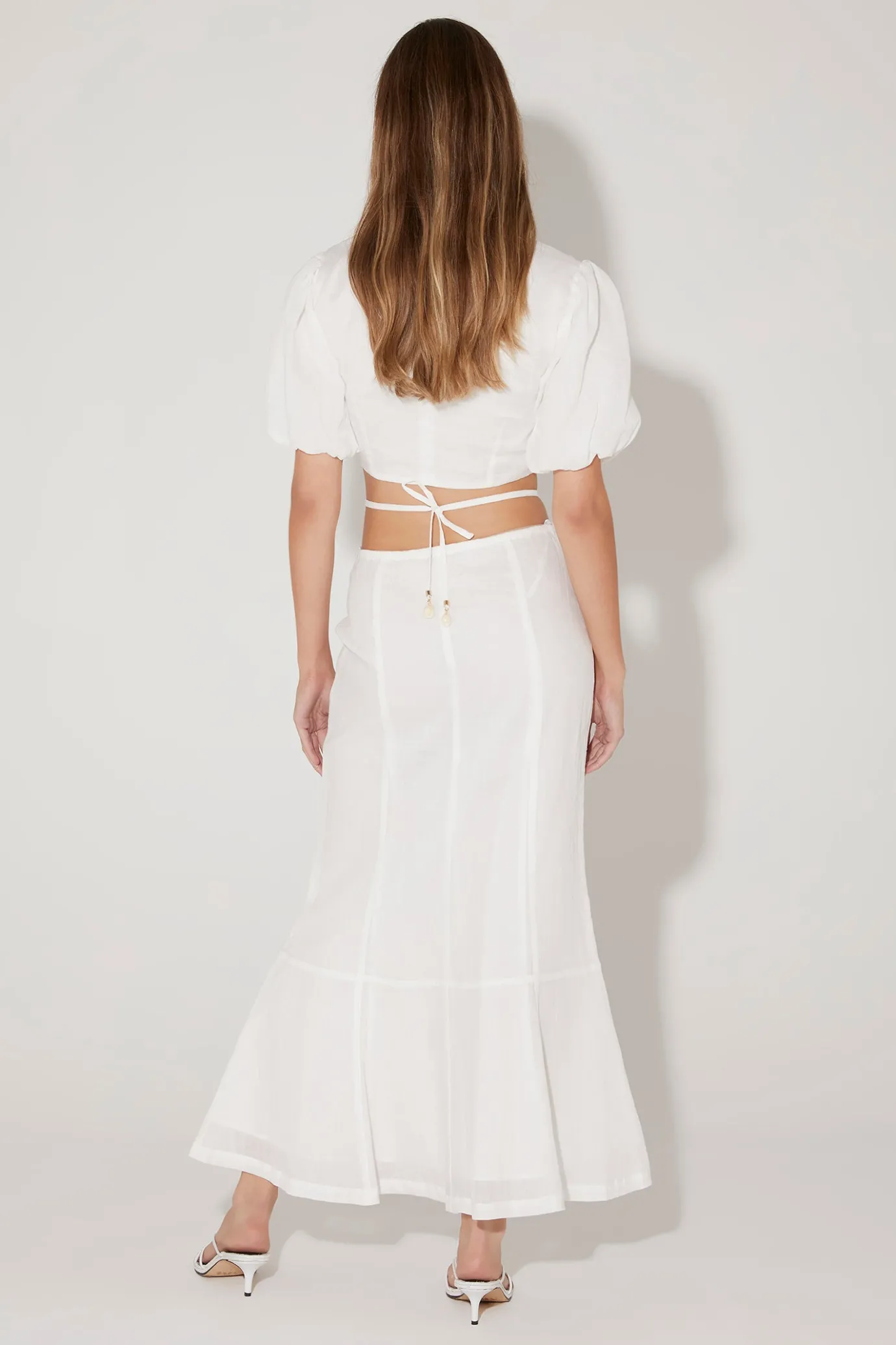 Hansen & Gretel Hillen Flared Midi Skirt Ivory New