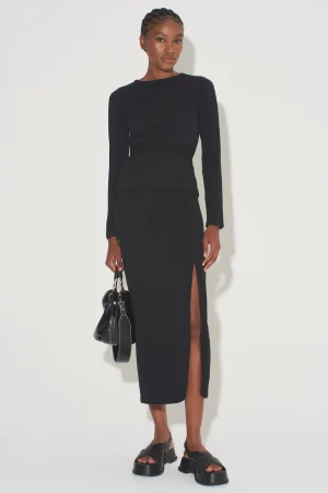 Hansen & Gretel Impala Knit Midi Skirt Black Clearance
