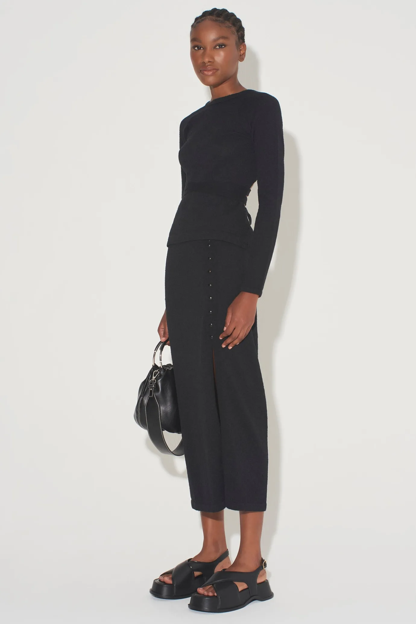 Hansen & Gretel Impala Knit Midi Skirt Black Clearance