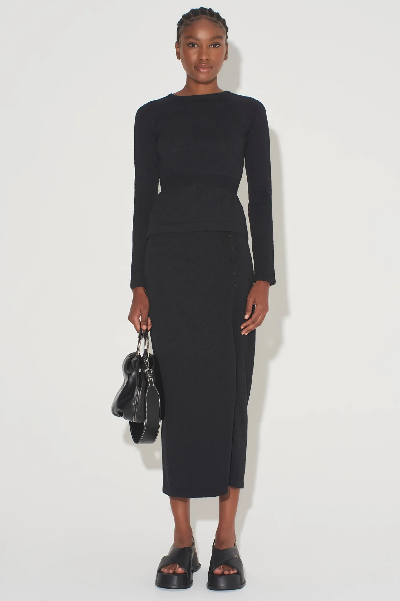 Hansen & Gretel Impala Knit Midi Skirt Black Clearance