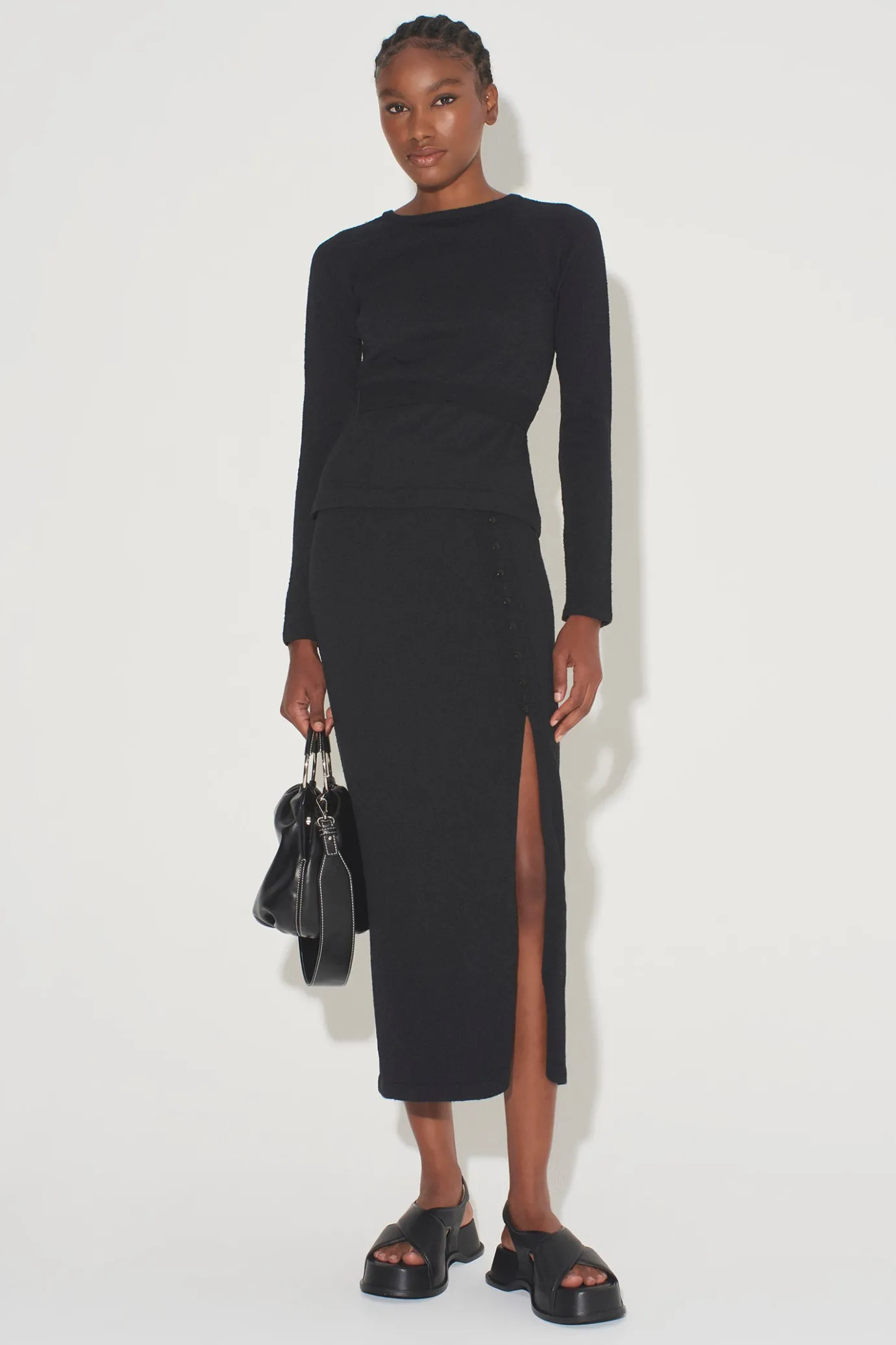 Hansen & Gretel Impala Knit Midi Skirt Black Clearance