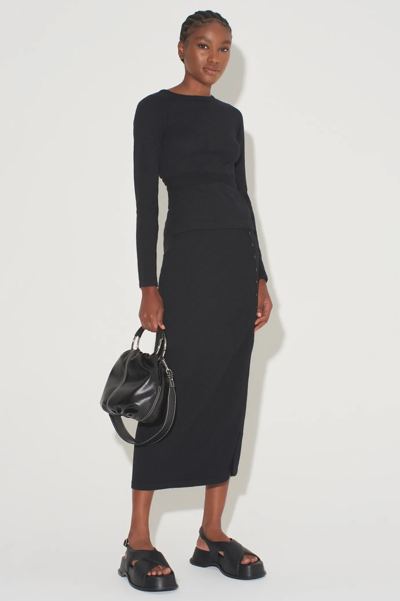 Hansen & Gretel Impala Knit Midi Skirt Black Clearance