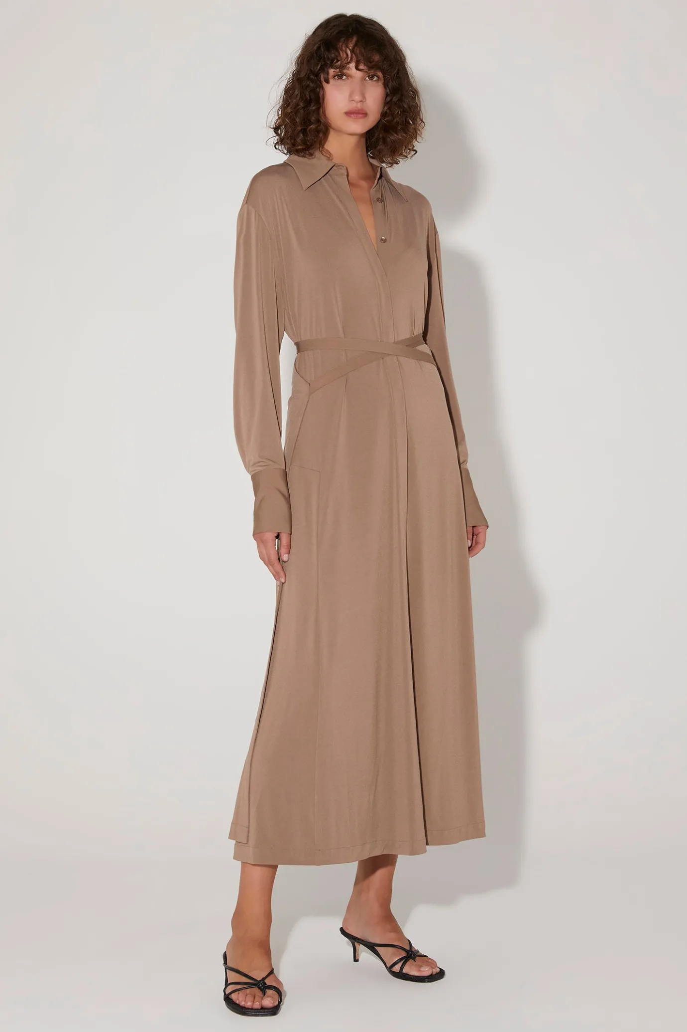 Hansen & Gretel Luther Midi Shirt Dress Ash Brown Best