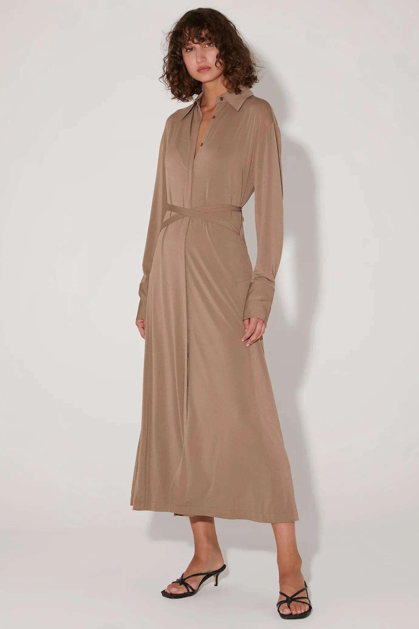 Hansen & Gretel Luther Midi Shirt Dress Ash Brown Best