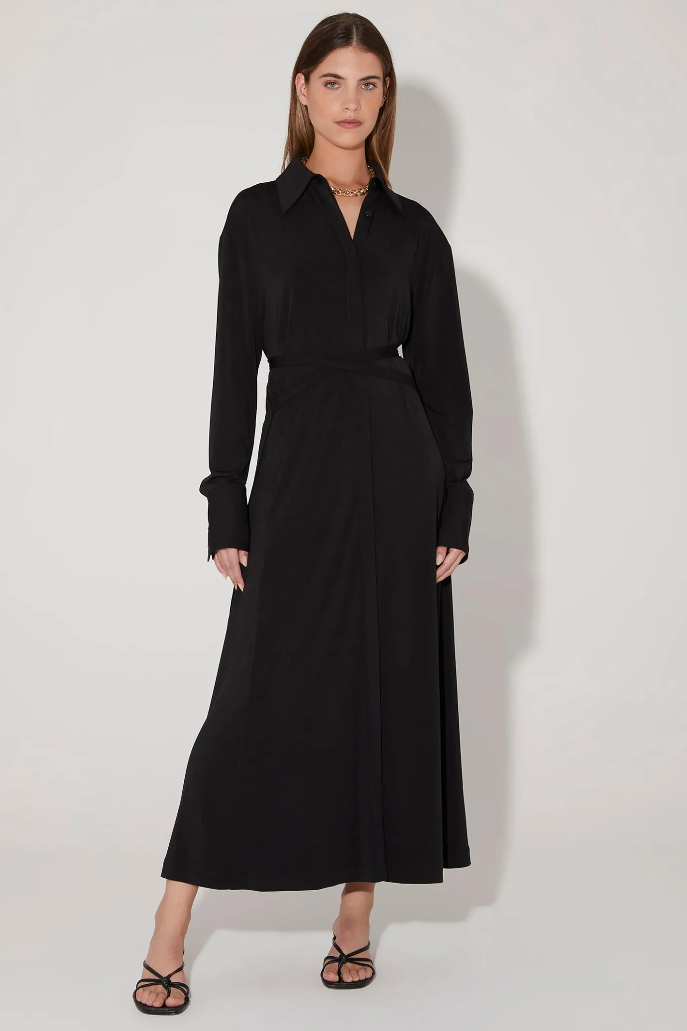 Hansen & Gretel Luther Midi Shirt Dress Black Store