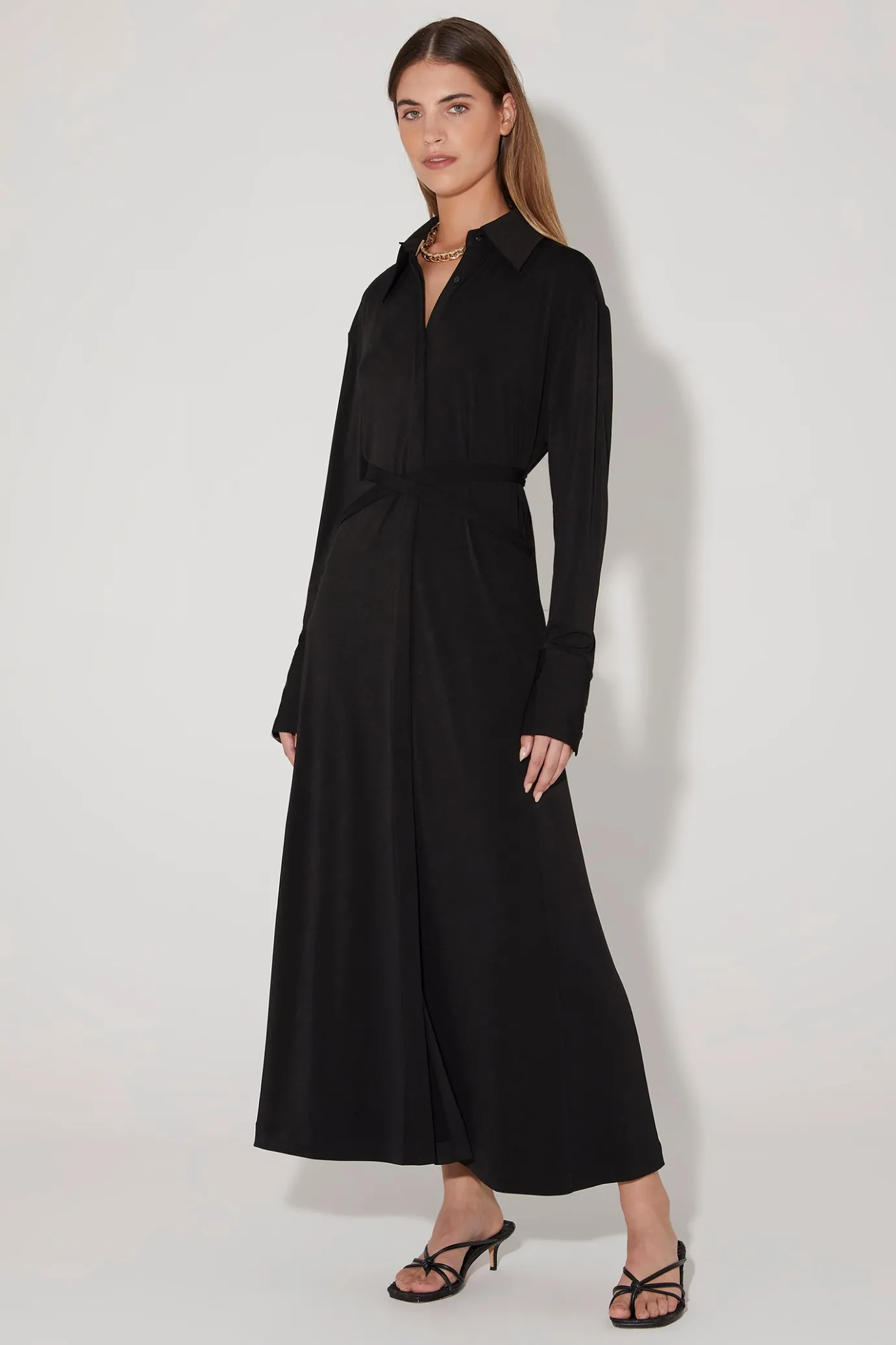 Hansen & Gretel Luther Midi Shirt Dress Black Store