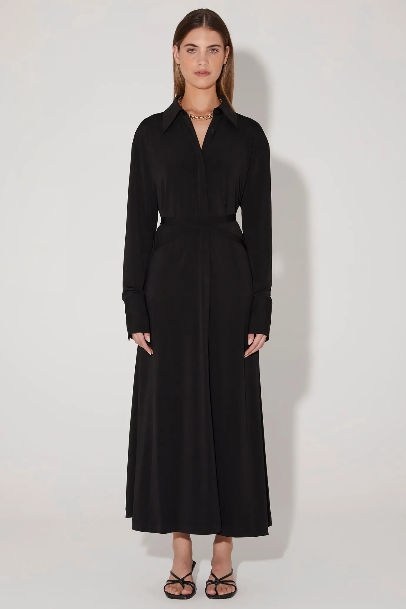 Hansen & Gretel Luther Midi Shirt Dress Black Store