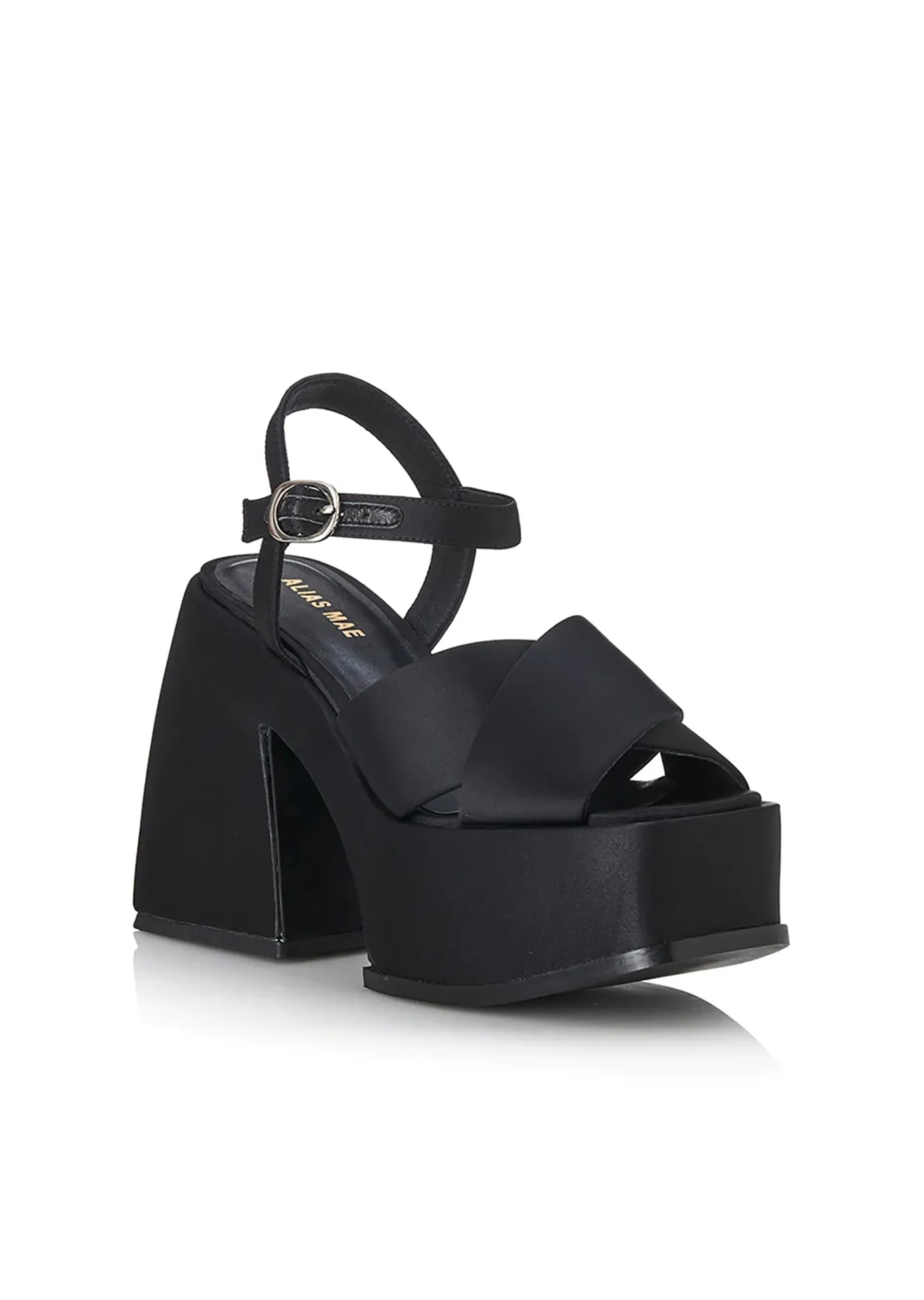 Hansen & Gretel Lyla Heel Black Satin Fashion