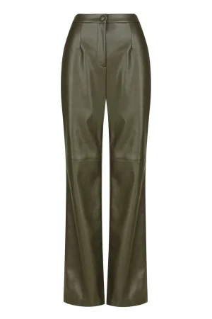 Hansen & Gretel Madden Wide Leg Leather Pant Moss Discount