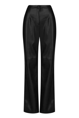 Hansen & Gretel Madden Wide Leg Leather Pant Black Store