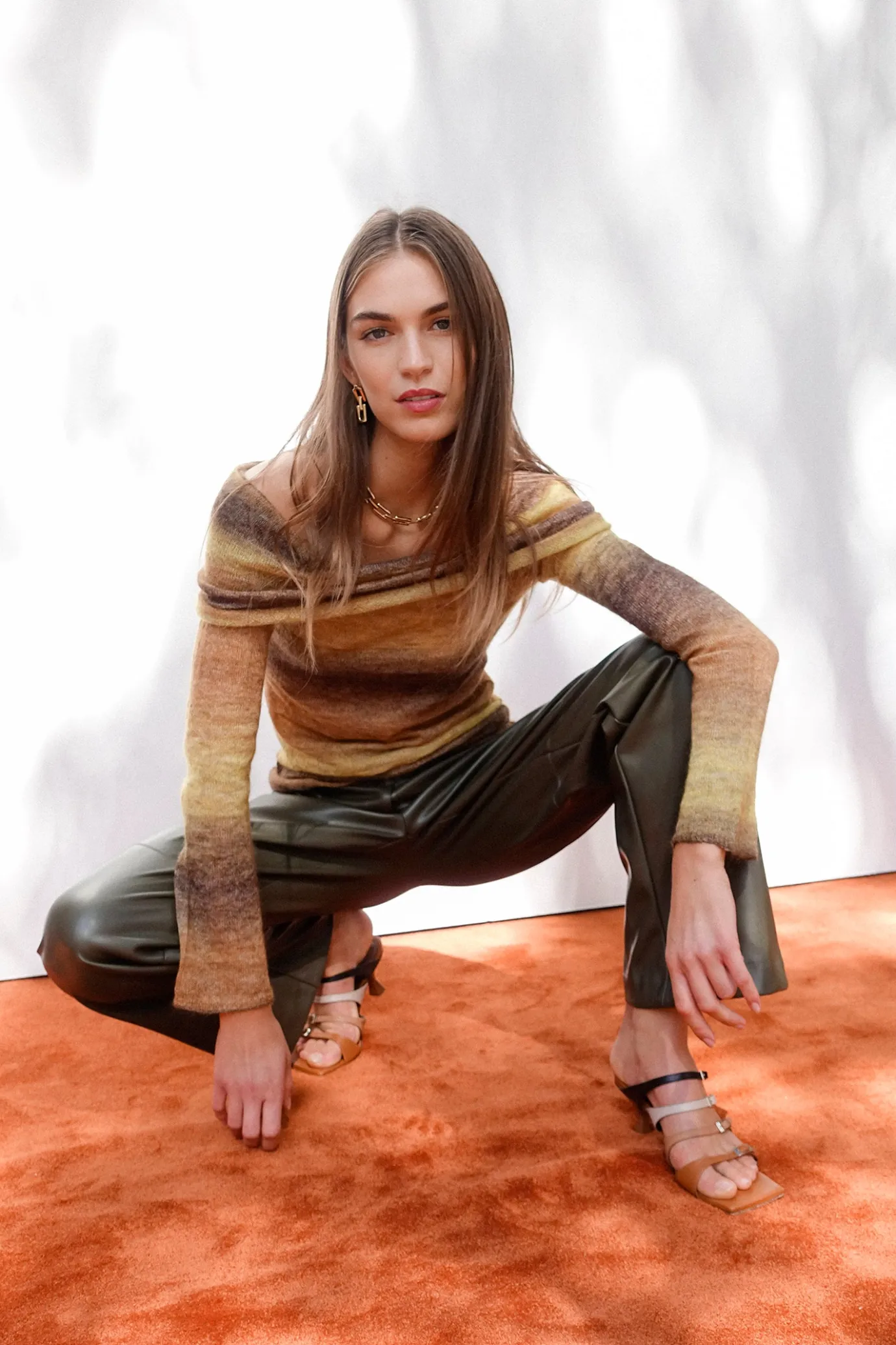 Hansen & Gretel Madden Wide Leg Leather Pant Moss Discount