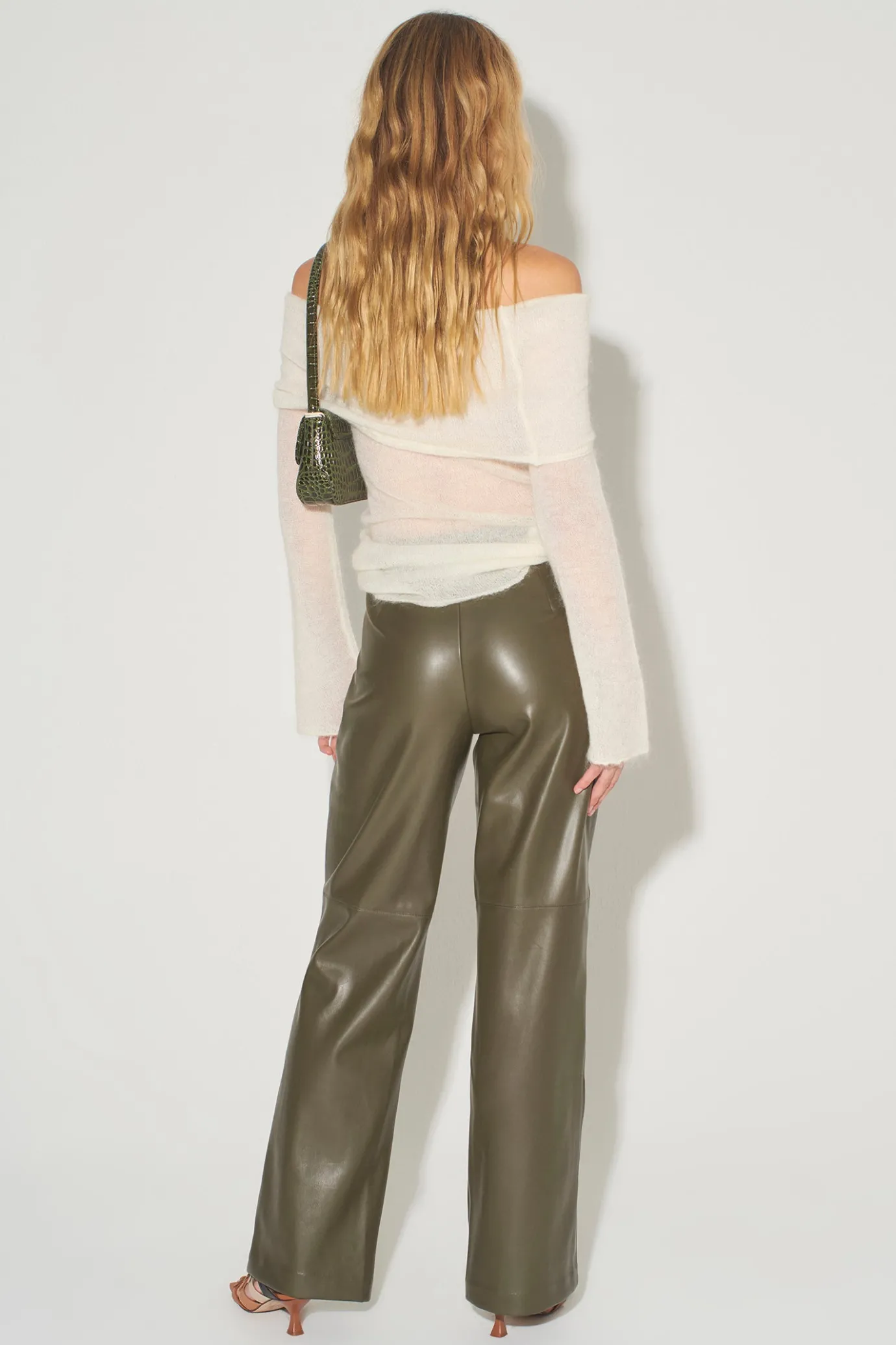 Hansen & Gretel Madden Wide Leg Leather Pant Moss Discount