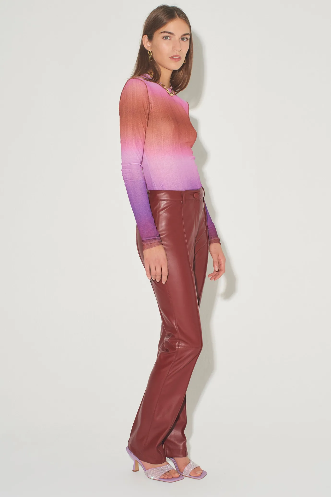 Hansen & Gretel Pam Fitted Leather Pant Shiraz Sale