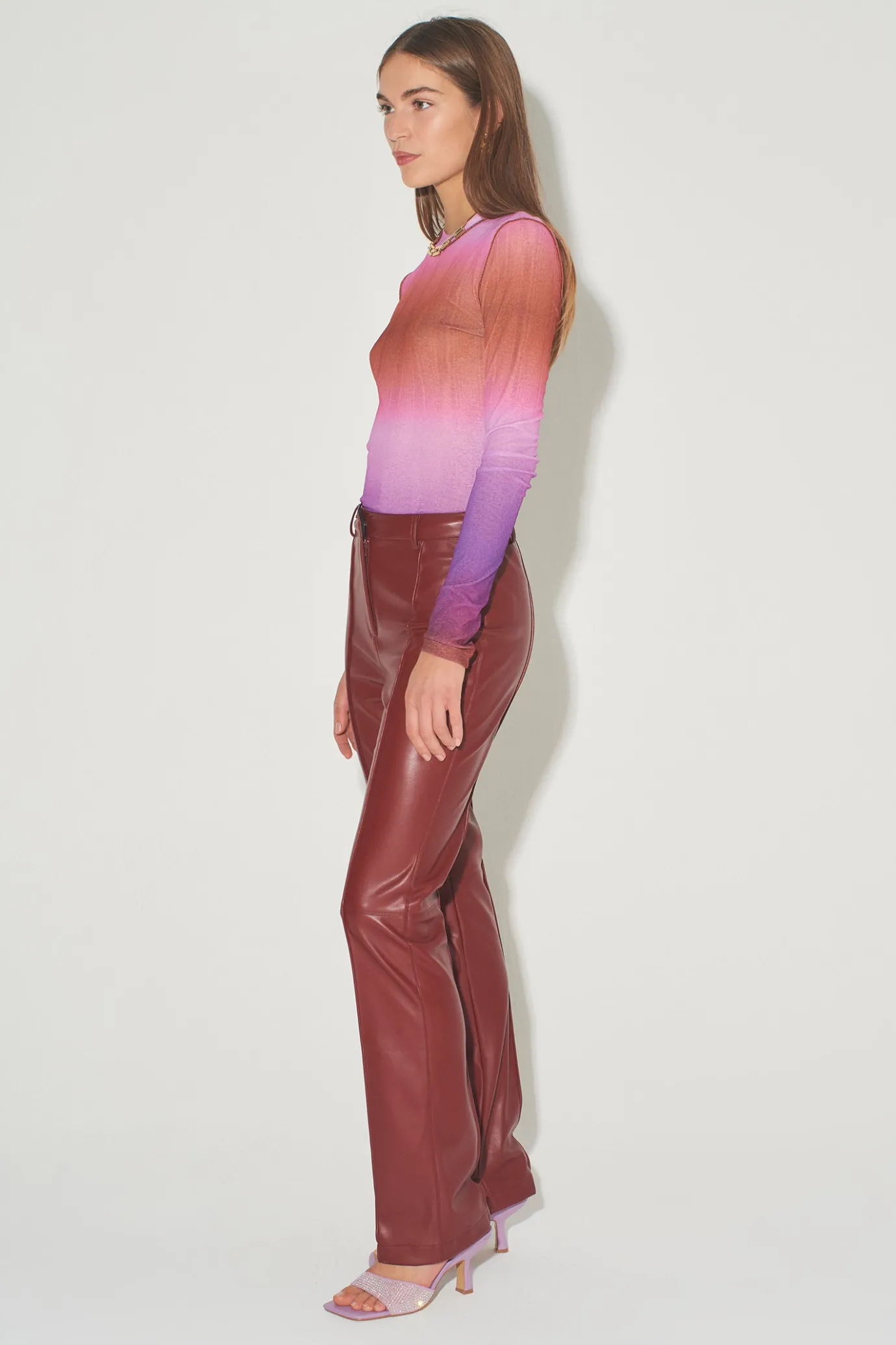Hansen & Gretel Pam Fitted Leather Pant Shiraz Sale