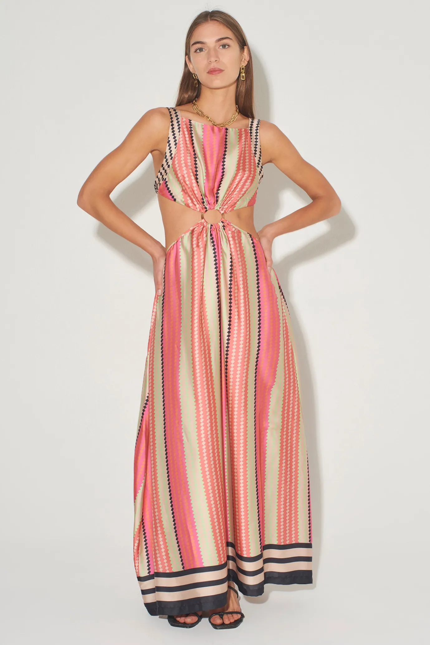 Hansen & Gretel Paros Backless Maxi Dress Multi Diamond Flash Sale