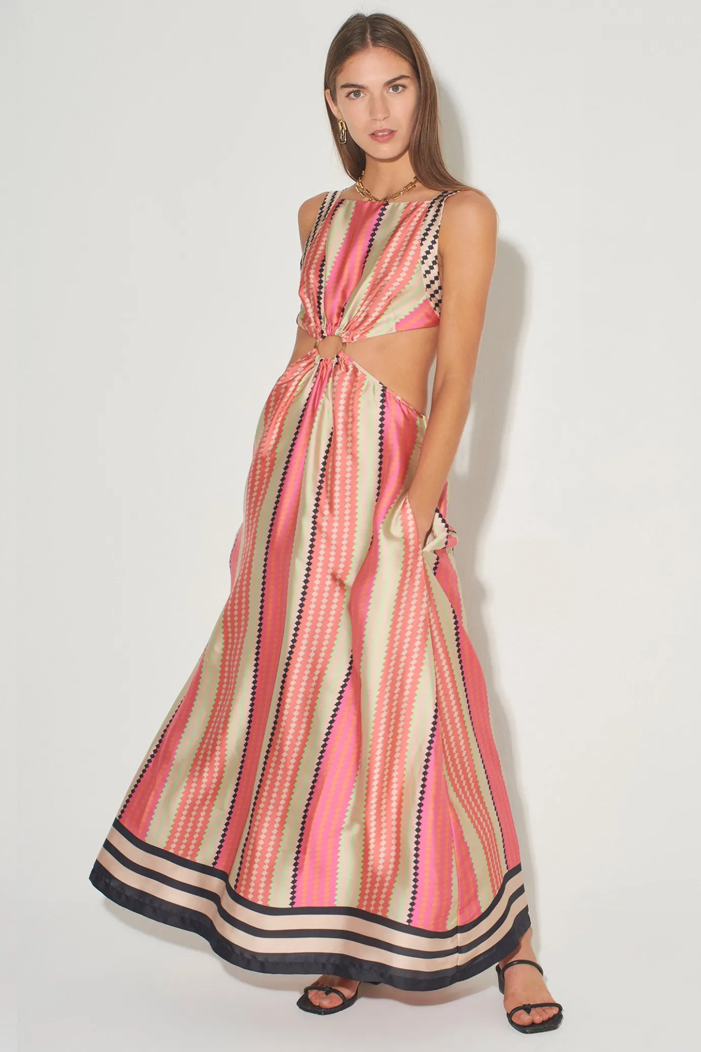 Hansen & Gretel Paros Backless Maxi Dress Multi Diamond Flash Sale