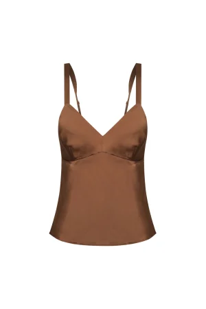 Hansen & Gretel Quinn Classic Silk Cami Walnut Flash Sale