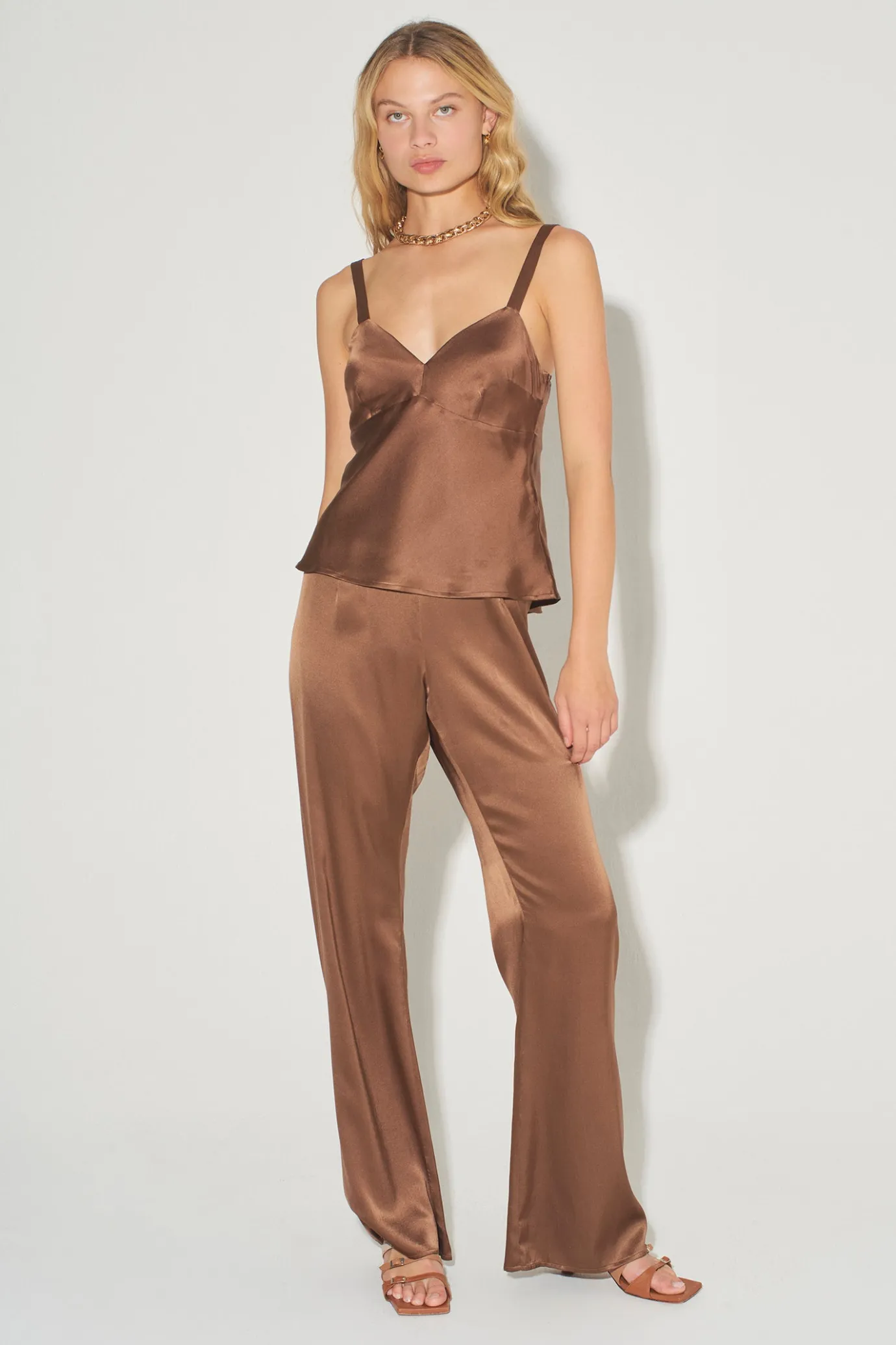 Hansen & Gretel Quinn Classic Silk Cami Walnut Flash Sale