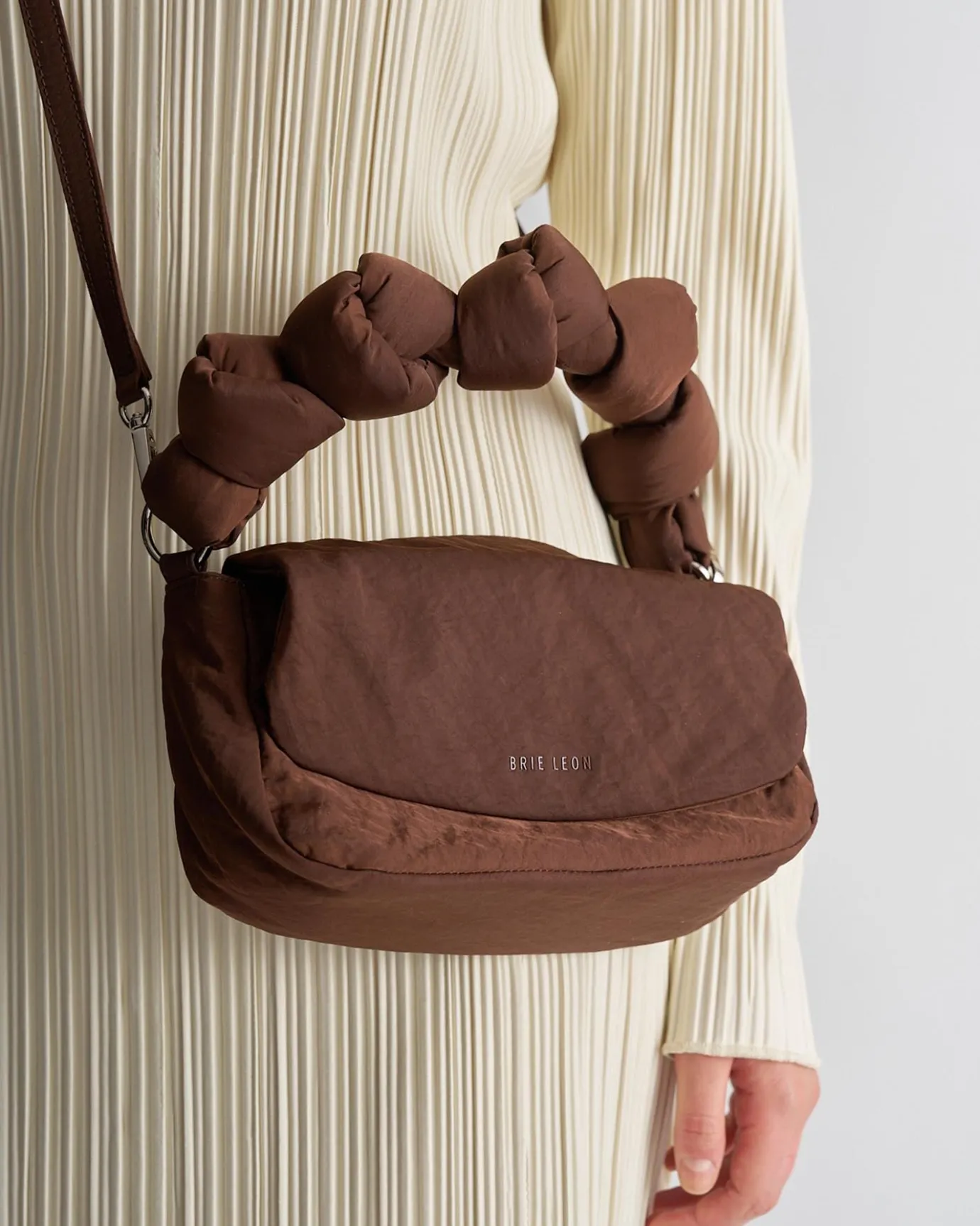 Hansen & Gretel Rellino Bag Brownie Crinkle Recycled Polyester Clearance