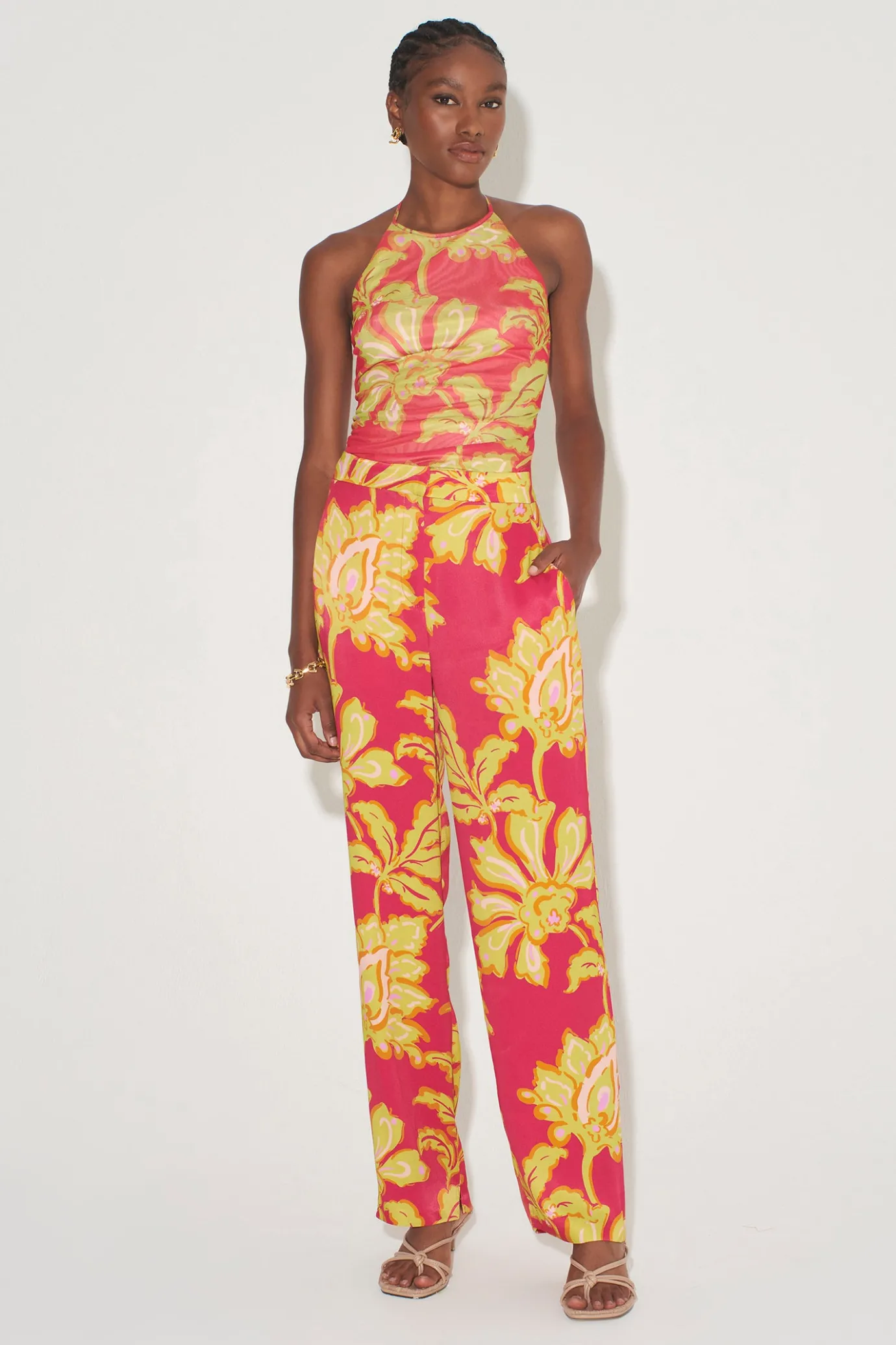 Hansen & Gretel Serenity Halter Top Fuchsia Fern Sale