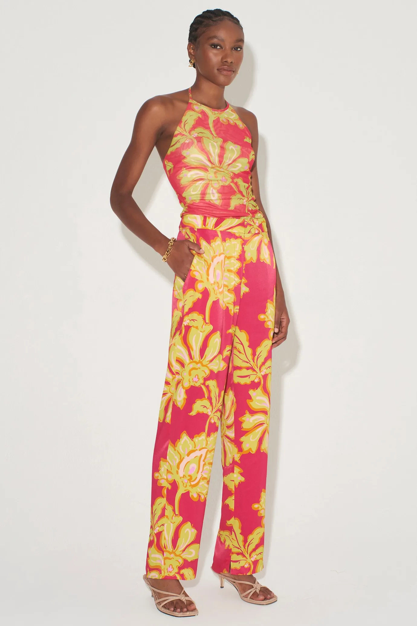 Hansen & Gretel Serenity Halter Top Fuchsia Fern Sale