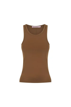 Hansen & Gretel Steph Fitted Tank Carob Brown Clearance