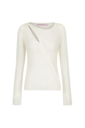 Hansen & Gretel Teisha Cut Out Knit Top Ivory Flash Sale