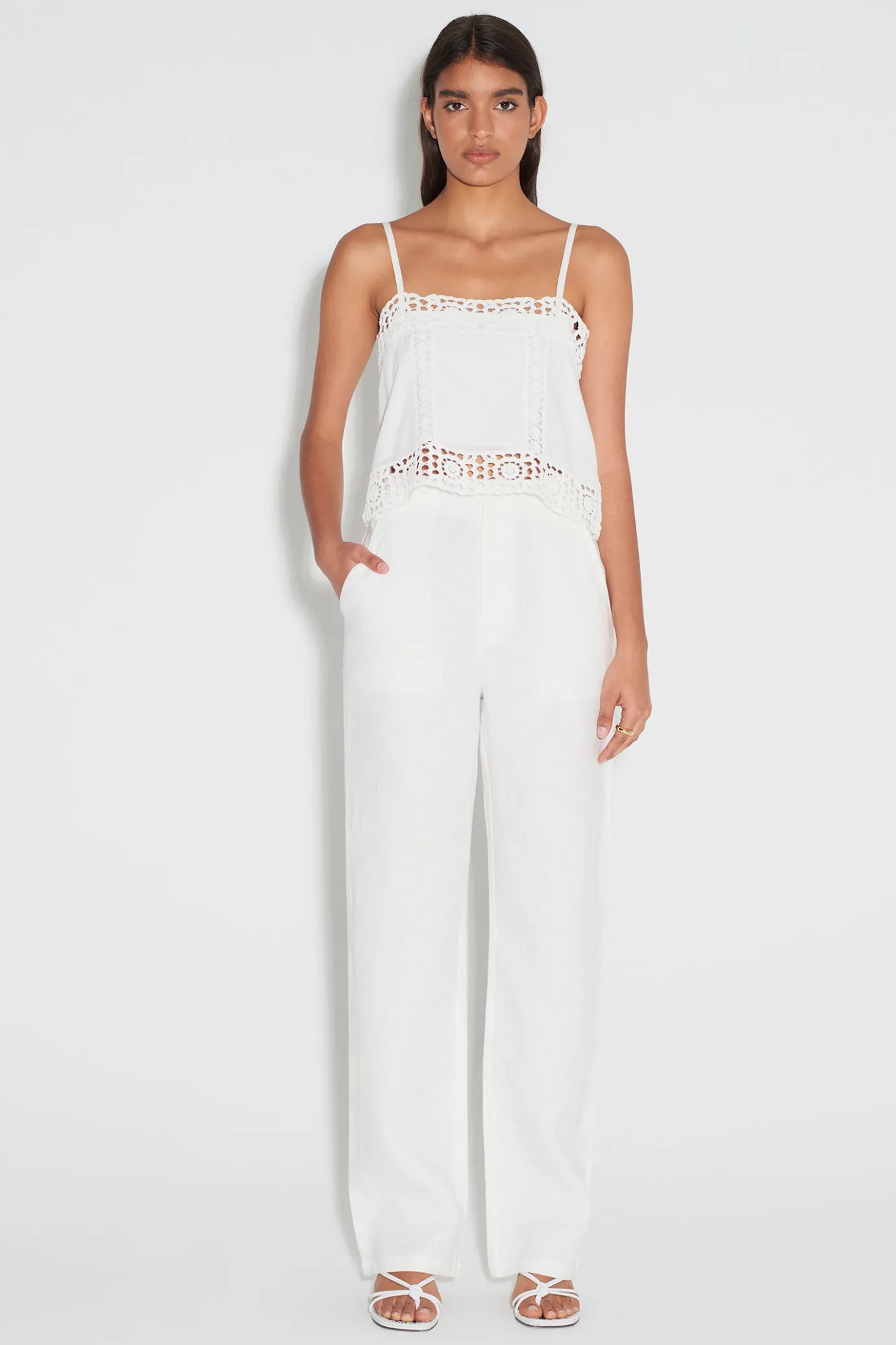 Hansen & Gretel Tully Hi Waist Pant White Best
